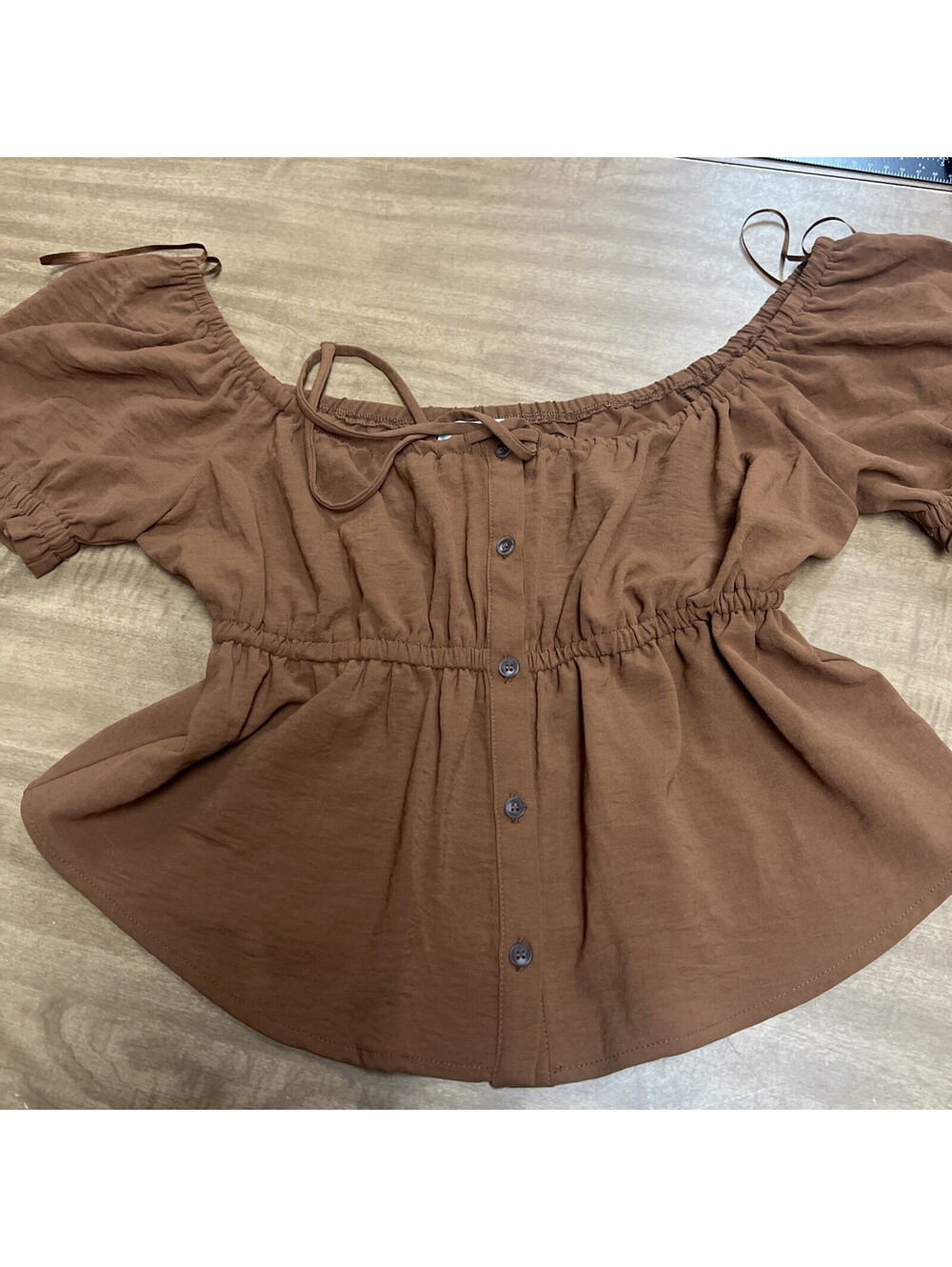 Urban Social Top Rust Brown Crop Button Top XS